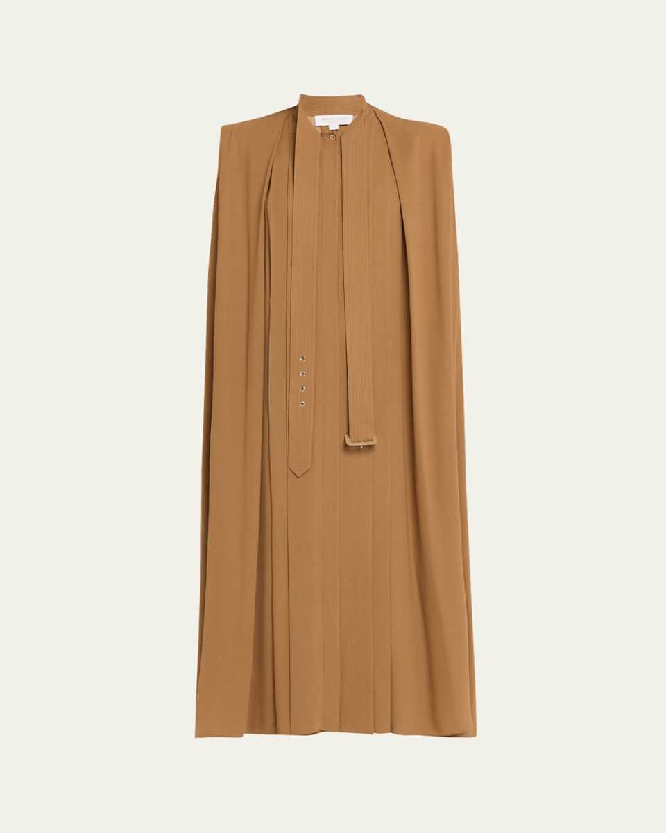 Trench-Tie Georgette Shirtdress